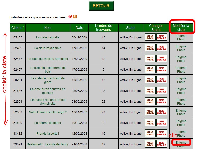 cliquer sur "énigme"